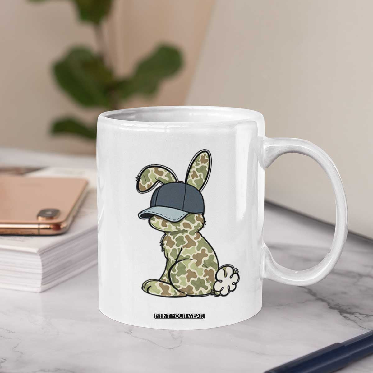 Camouflage Bunny Coffee Mug Funny Hunter Easter Gift TS12 Print Your Wear