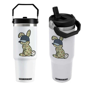 Camouflage Bunny Flip Straw Tumbler Funny Hunter Easter Gift TS12 One Size: 30 oz White Print Your Wear