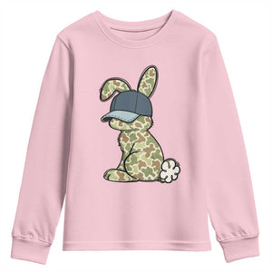 Camouflage Bunny Youth Sweatshirt Funny Hunter Easter Gift TS12 Light Pink Print Your Wear