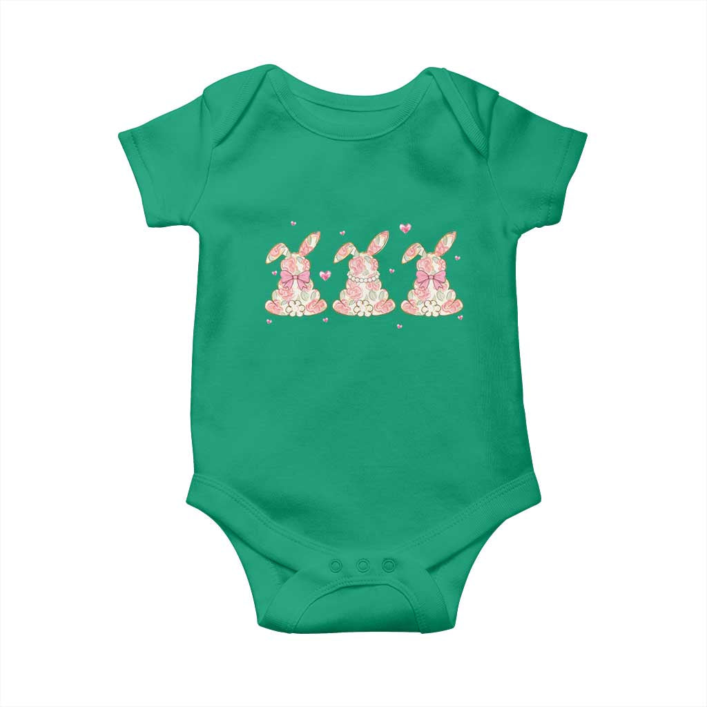 Floral Bunny Easter Baby Onesie Shabby Chic Rose Pattern TS12 Irish Green Print Your Wear
