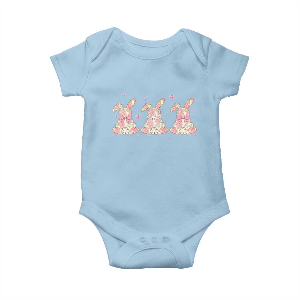 Floral Bunny Easter Baby Onesie Shabby Chic Rose Pattern TS12 Light Blue Print Your Wear