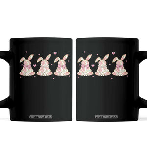 Floral Bunny Easter Coffee Mug Shabby Chic Rose Pattern TS12 Black Print Your Wear