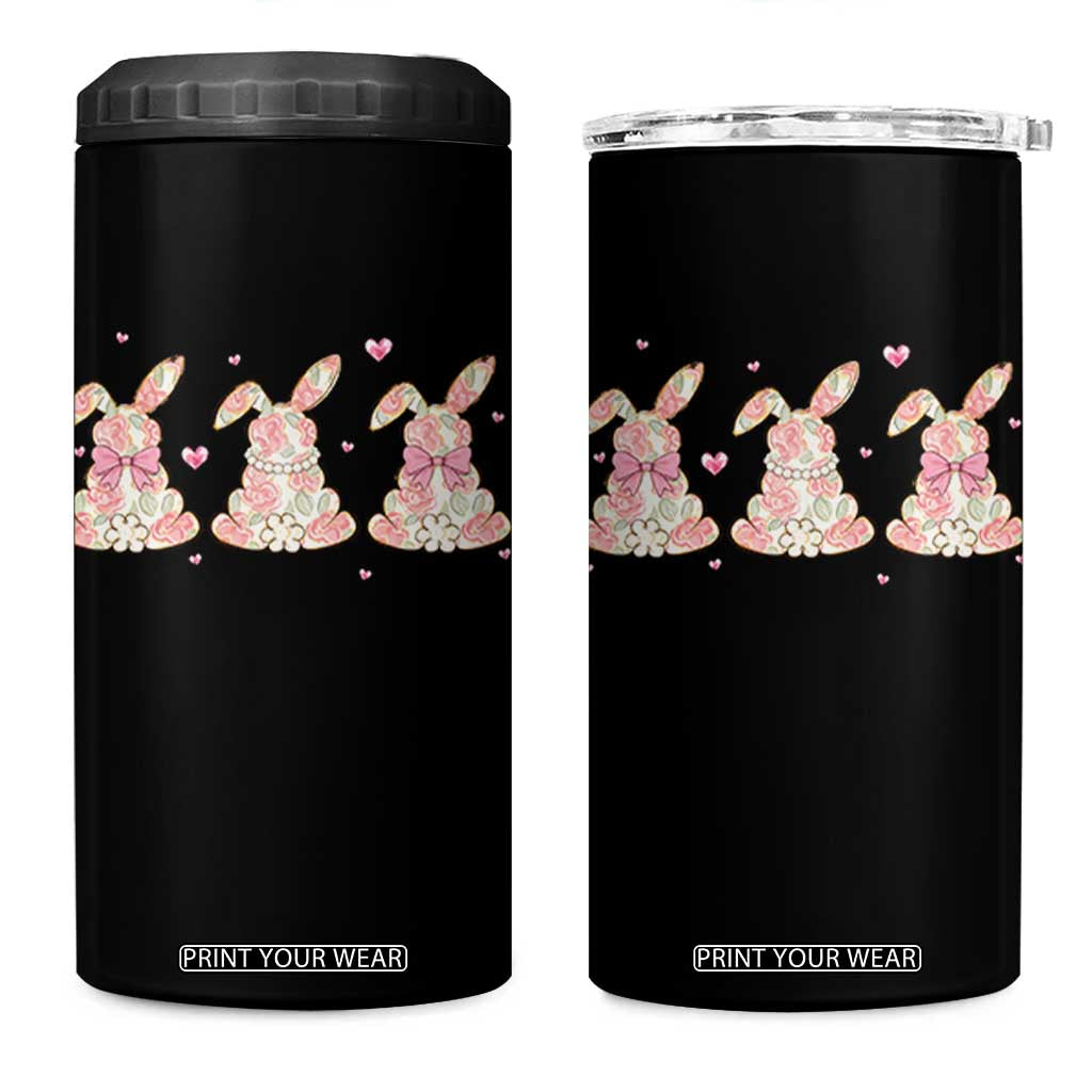 Floral Bunny Easter 4 in 1 Can Cooler Tumbler Shabby Chic Rose Pattern TS12 One Size: 16 oz Black Print Your Wear
