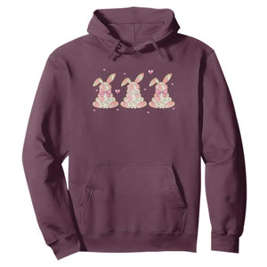 Floral Bunny Easter Hoodie Shabby Chic Rose Pattern TS12 Maroon Print Your Wear
