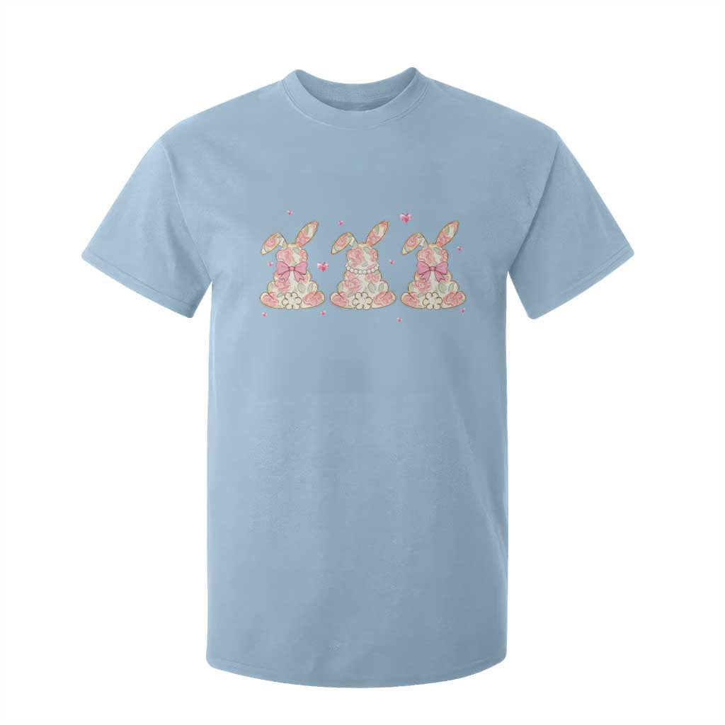 Floral Bunny Easter T Shirt For Kid Shabby Chic Rose Pattern TS12 Light Blue Print Your Wear
