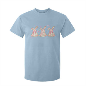 Floral Bunny Easter T Shirt For Kid Shabby Chic Rose Pattern TS12 Light Blue Print Your Wear