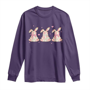 Floral Bunny Easter Long Sleeve Shirt Shabby Chic Rose Pattern TS12 Purple Print Your Wear