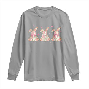 Floral Bunny Easter Long Sleeve Shirt Shabby Chic Rose Pattern TS12 Sport Gray Print Your Wear