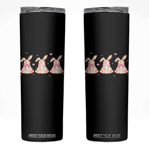 Floral Bunny Easter Skinny Tumbler Shabby Chic Rose Pattern TS12 Black Print Your Wear