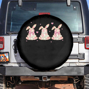Floral Bunny Easter Spare Tire Cover Shabby Chic Rose Pattern TS12 No hole Black Print Your Wear