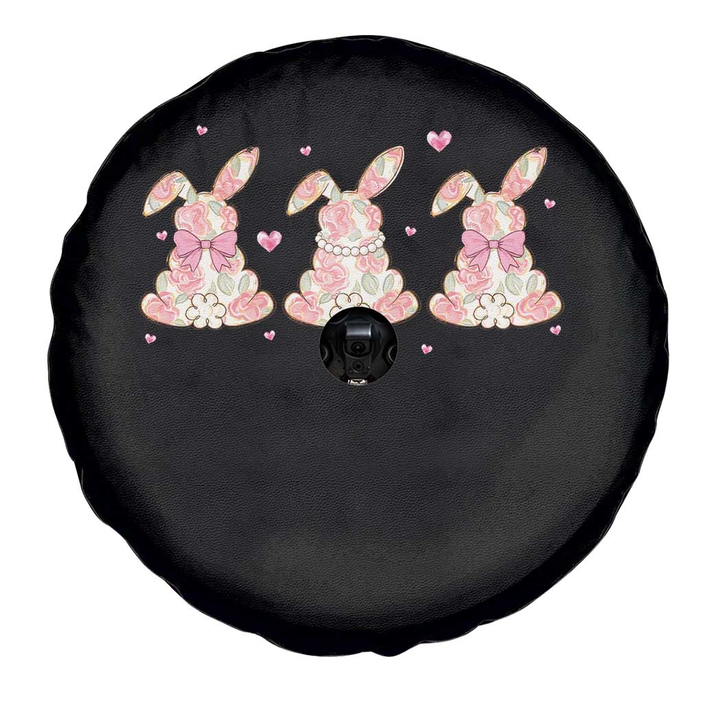 Floral Bunny Easter Spare Tire Cover Shabby Chic Rose Pattern TS12 Print Your Wear