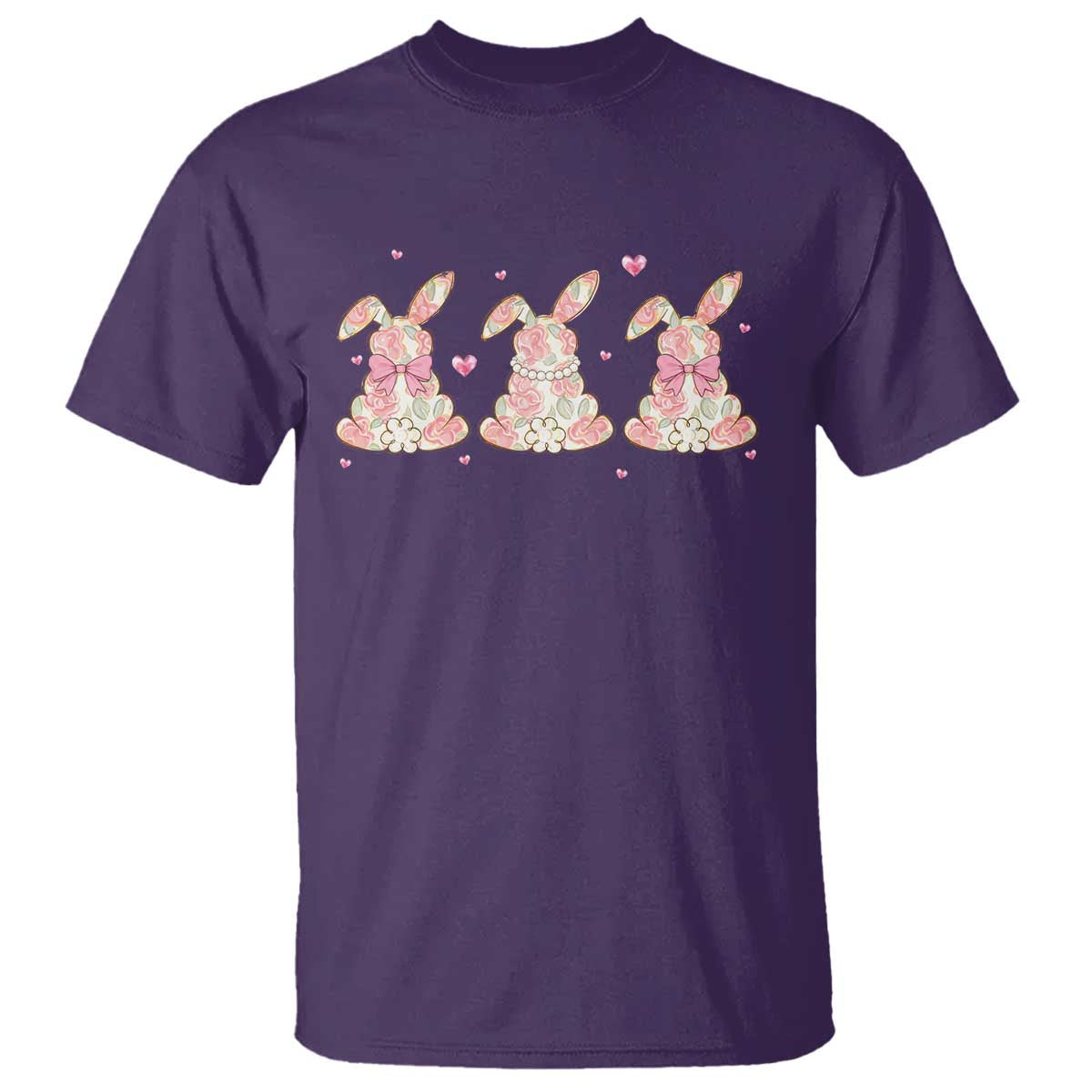 Floral Bunny Easter T Shirt Shabby Chic Rose Pattern TS12 Purple Print Your Wear
