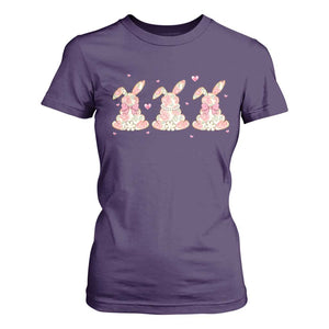 Floral Bunny Easter T Shirt For Women Shabby Chic Rose Pattern TS12 Purple Print Your Wear