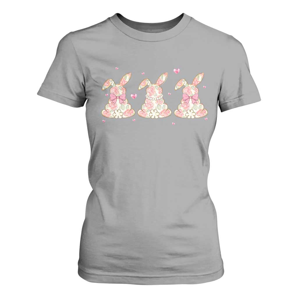 Floral Bunny Easter T Shirt For Women Shabby Chic Rose Pattern TS12 Sport Gray Print Your Wear