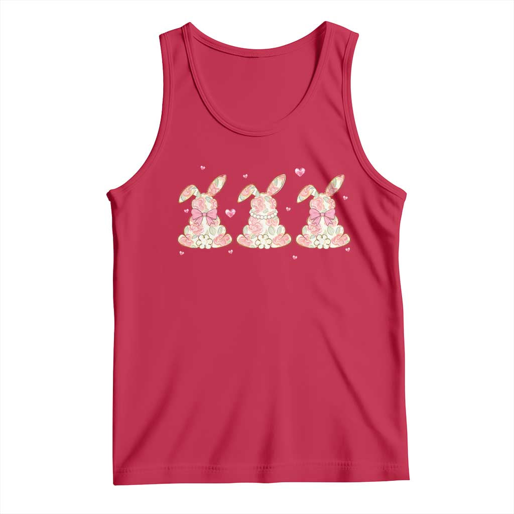 Floral Bunny Easter Tank Top Shabby Chic Rose Pattern TS12 Red Print Your Wear
