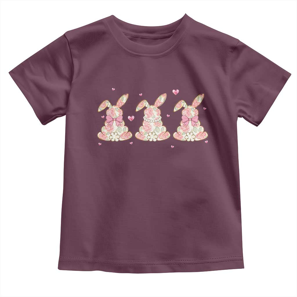 Floral Bunny Easter Toddler T Shirt Shabby Chic Rose Pattern TS12 Maroon Print Your Wear
