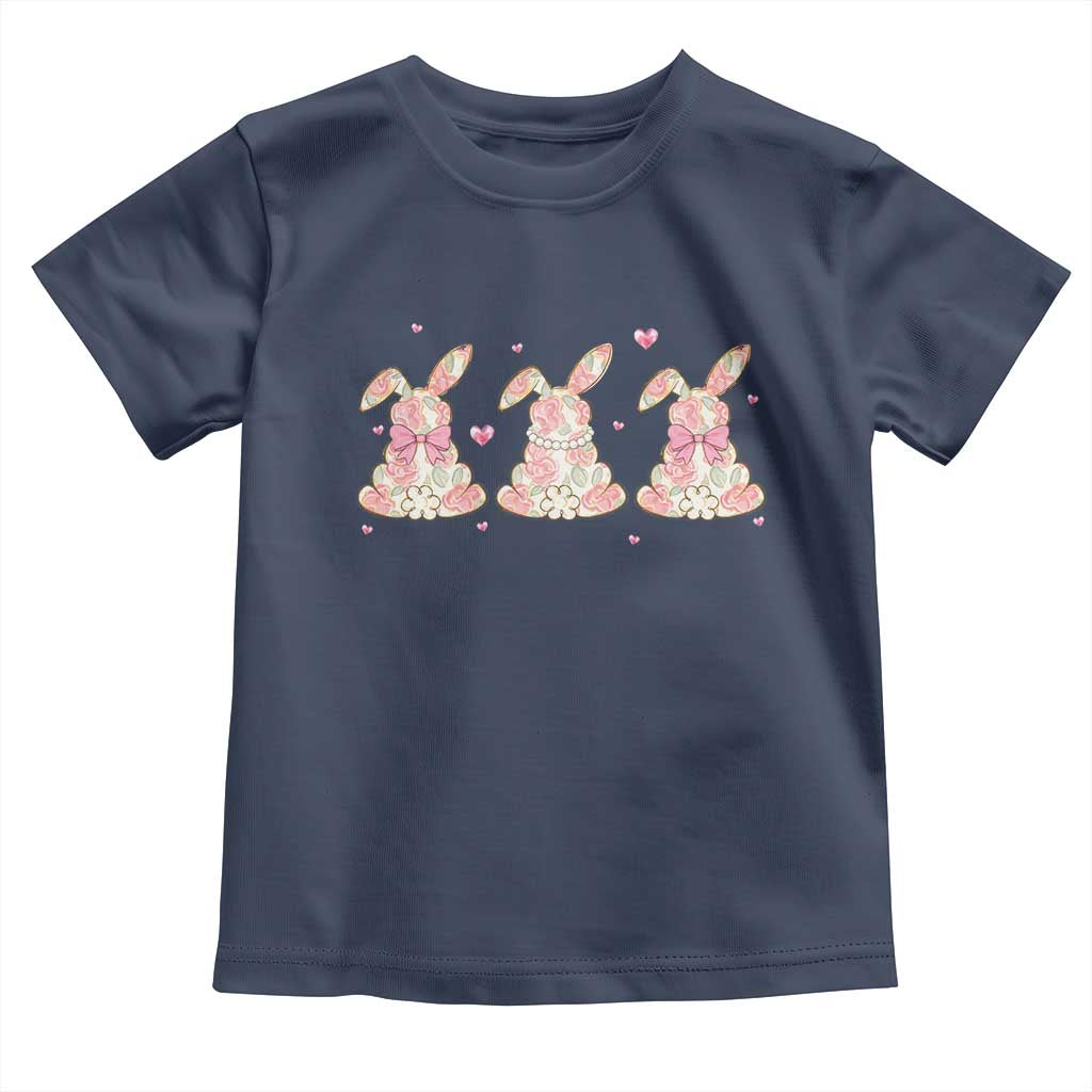 Floral Bunny Easter Toddler T Shirt Shabby Chic Rose Pattern TS12 Navy Print Your Wear