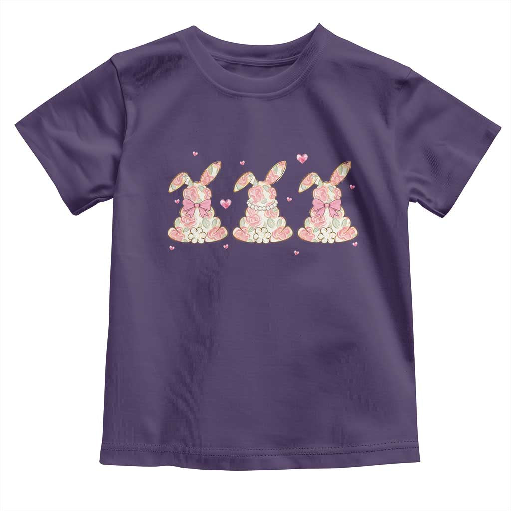 Floral Bunny Easter Toddler T Shirt Shabby Chic Rose Pattern TS12 Purple Print Your Wear