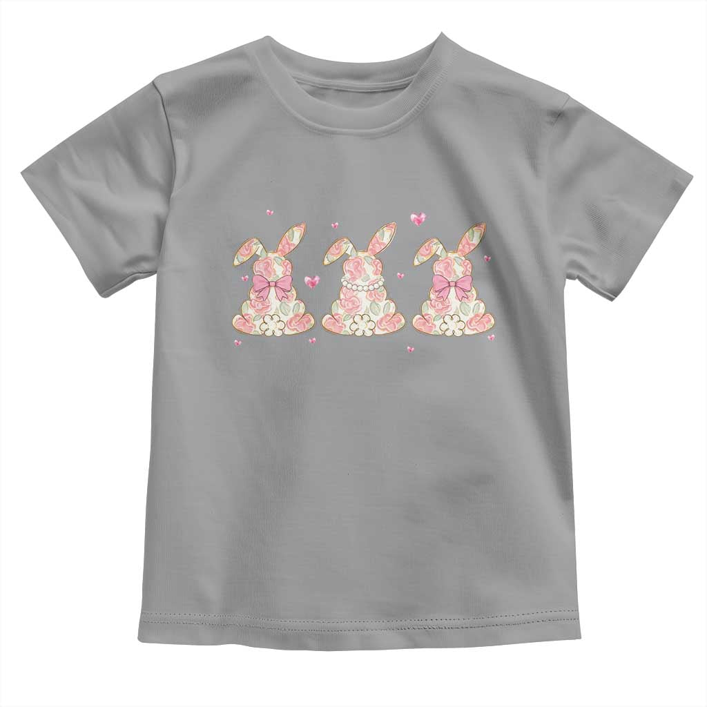 Floral Bunny Easter Toddler T Shirt Shabby Chic Rose Pattern TS12 Sport Gray Print Your Wear