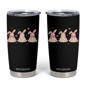 Floral Bunny Easter Tumbler Cup Shabby Chic Rose Pattern TS12 Black Print Your Wear
