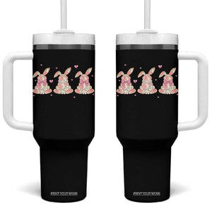 Floral Bunny Easter Tumbler With Handle Shabby Chic Rose Pattern TS12 One Size: 40 oz Black Print Your Wear