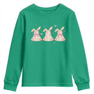 Floral Bunny Easter Youth Sweatshirt Shabby Chic Rose Pattern TS12 Irish Green Print Your Wear