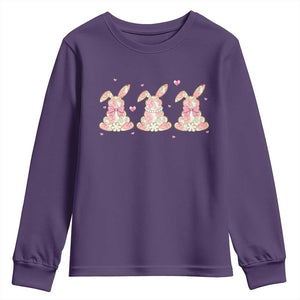 Floral Bunny Easter Youth Sweatshirt Shabby Chic Rose Pattern TS12 Purple Print Your Wear
