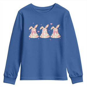 Floral Bunny Easter Youth Sweatshirt Shabby Chic Rose Pattern TS12 Royal Blue Print Your Wear