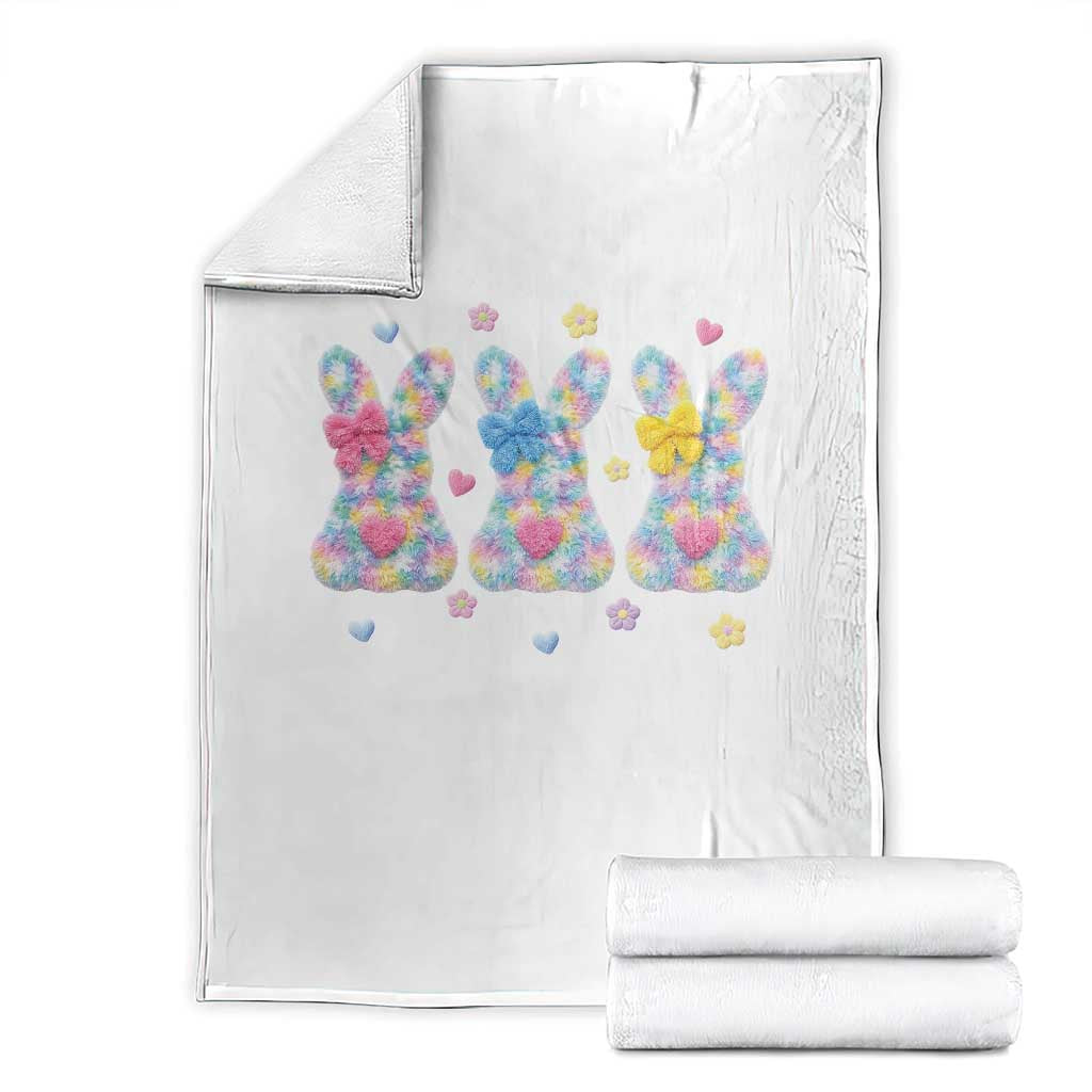 Faux Yarn Easter Bunny Effect Printed Throw Blanket Coquette Aesthetic Gift TS12 White Print Your Wear
