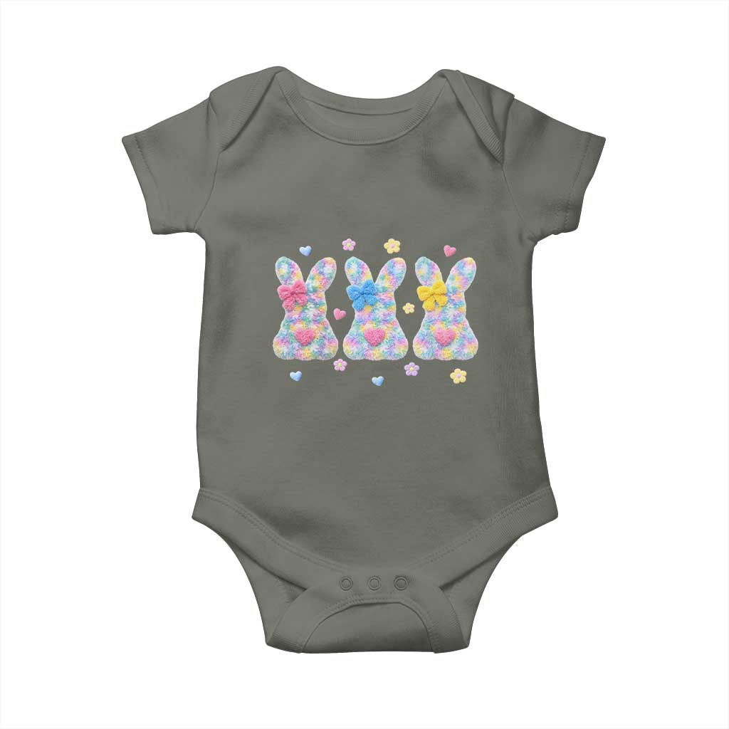 Faux Yarn Easter Bunny Effect Printed Baby Onesie Coquette Aesthetic Gift TS12 Military Green Print Your Wear