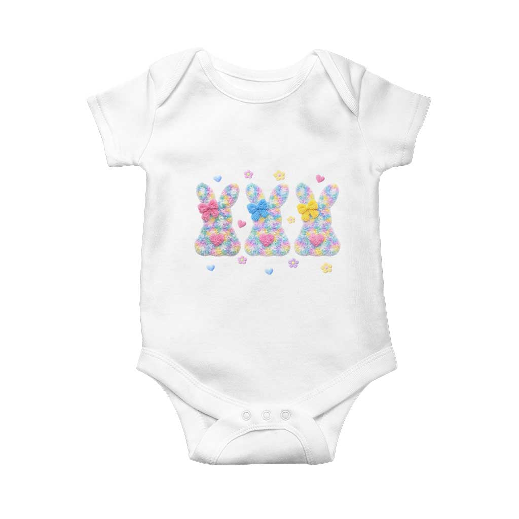 Faux Yarn Easter Bunny Effect Printed Baby Onesie Coquette Aesthetic Gift TS12 White Print Your Wear