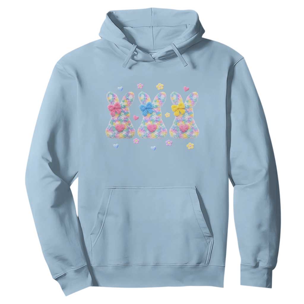 Faux Yarn Easter Bunny Effect Printed Hoodie Coquette Aesthetic Gift TS12 Light Blue Print Your Wear