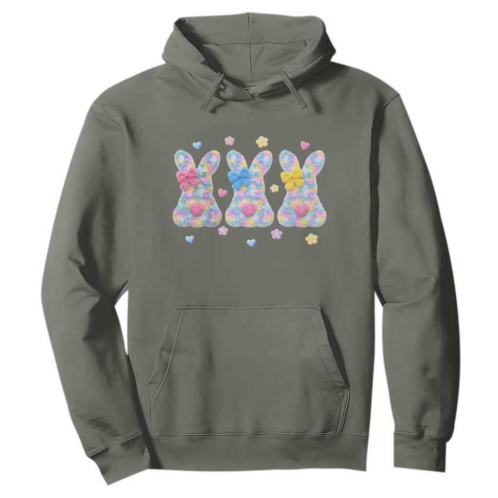 Faux Yarn Easter Bunny Effect Printed Hoodie Coquette Aesthetic Gift TS12 Military Green Print Your Wear
