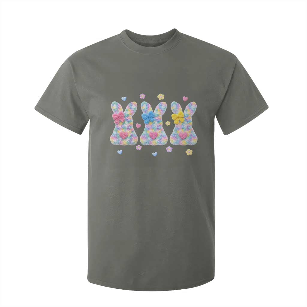 Faux Yarn Easter Bunny Effect Printed T Shirt For Kid Coquette Aesthetic Gift TS12 Military Green Print Your Wear