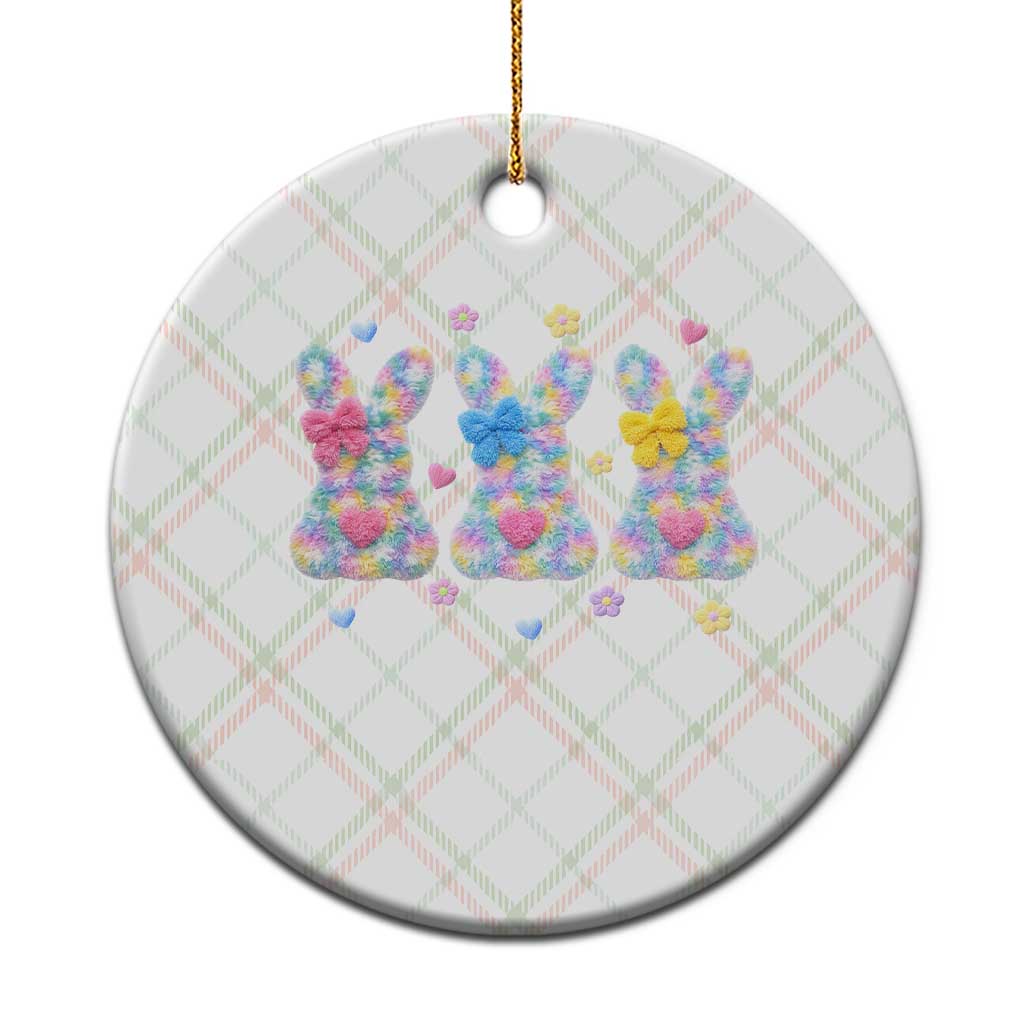 Faux Yarn Easter Bunny Effect Printed Ceramic Ornament Coquette Aesthetic Gift TS12 1pc Christmas Plaid Print Your Wear
