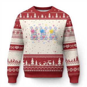 Faux Yarn Easter Bunny Effect Printed Ugly Christmas Sweater Coquette Aesthetic Gift TS12 Beige Red Print Your Wear