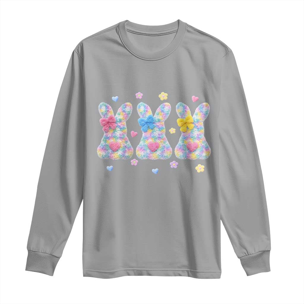 Faux Yarn Easter Bunny Effect Printed Long Sleeve Shirt Coquette Aesthetic Gift TS12 Sport Gray Print Your Wear