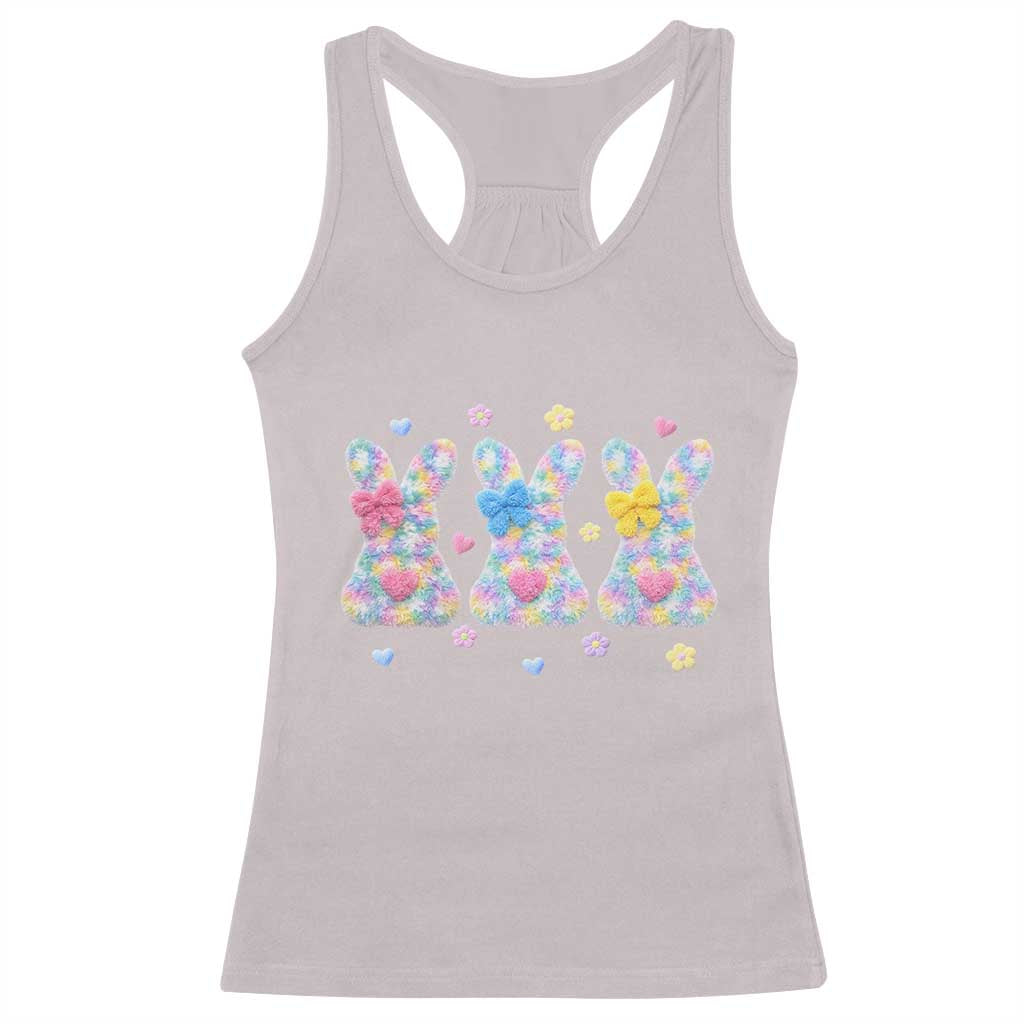 Faux Yarn Easter Bunny Effect Printed Racerback Tank Top Coquette Aesthetic Gift TS12 Ice Gray Print Your Wear