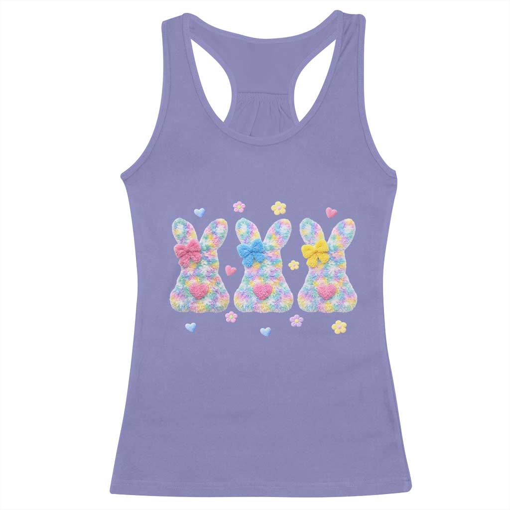 Faux Yarn Easter Bunny Effect Printed Racerback Tank Top Coquette Aesthetic Gift TS12 Violet Print Your Wear