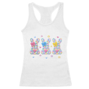 Faux Yarn Easter Bunny Effect Printed Racerback Tank Top Coquette Aesthetic Gift TS12 White Print Your Wear
