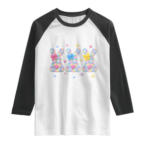 Faux Yarn Easter Bunny Effect Printed Raglan Shirt Coquette Aesthetic Gift TS12 White Black Print Your Wear