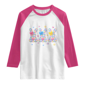 Faux Yarn Easter Bunny Effect Printed Raglan Shirt Coquette Aesthetic Gift TS12 White Heliconia Print Your Wear
