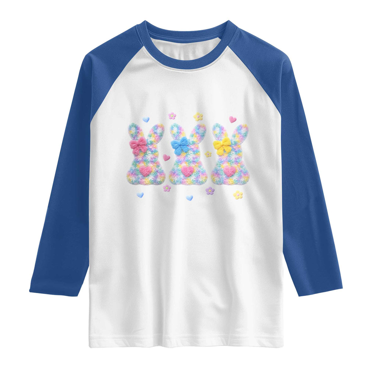 Faux Yarn Easter Bunny Effect Printed Raglan Shirt Coquette Aesthetic Gift TS12 White Royal Print Your Wear