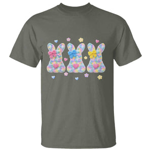 Faux Yarn Easter Bunny Effect Printed T Shirt Coquette Aesthetic Gift TS12 Military Green Print Your Wear