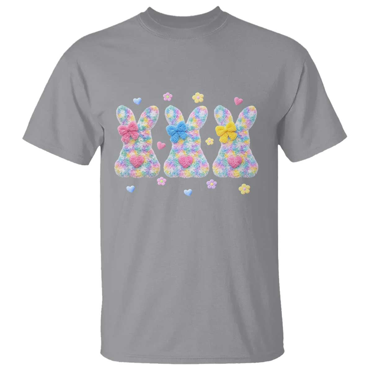 Faux Yarn Easter Bunny Effect Printed T Shirt Coquette Aesthetic Gift TS12 Sport Gray Print Your Wear