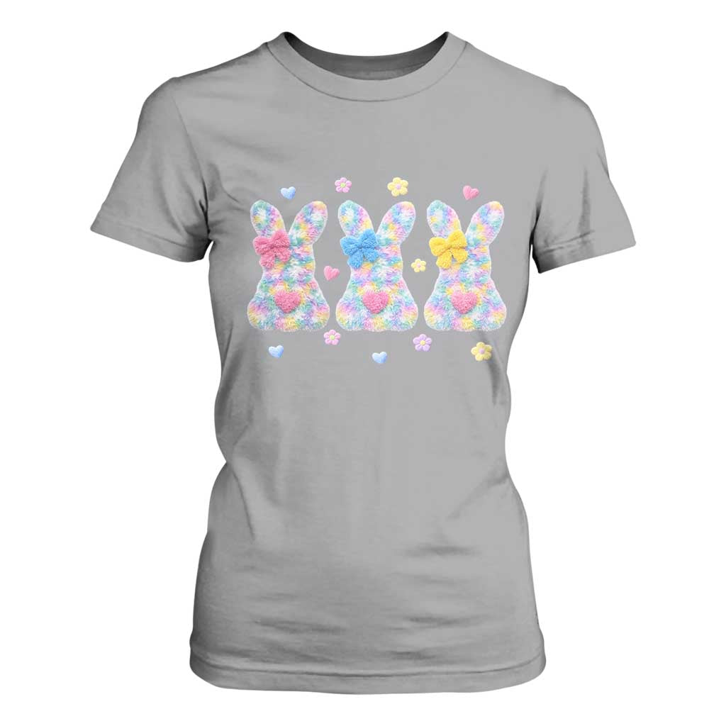 Faux Yarn Easter Bunny Effect Printed T Shirt For Women Coquette Aesthetic Gift TS12 Sport Gray Print Your Wear