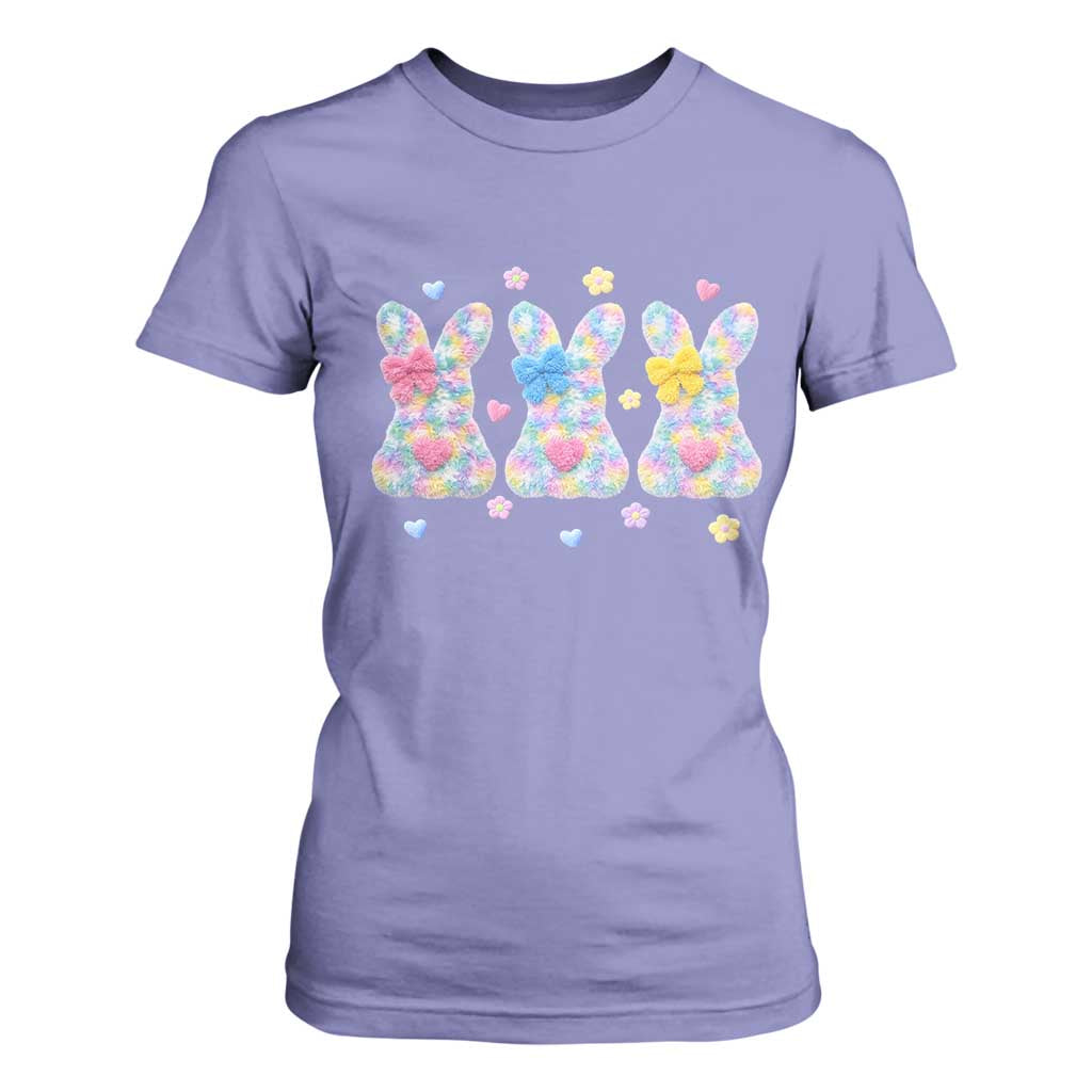 Faux Yarn Easter Bunny Effect Printed T Shirt For Women Coquette Aesthetic Gift TS12 Violet Print Your Wear