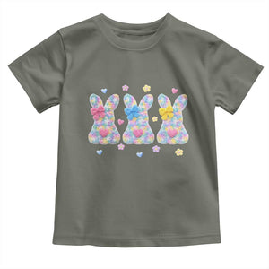 Faux Yarn Easter Bunny Effect Printed Toddler T Shirt Coquette Aesthetic Gift TS12 Military Green Print Your Wear