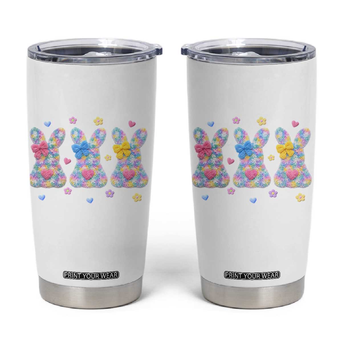 Faux Yarn Easter Bunny Effect Printed Tumbler Cup Coquette Aesthetic Gift TS12 White Print Your Wear