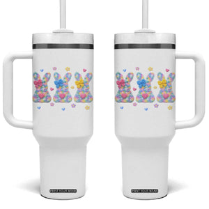 Faux Yarn Easter Bunny Effect Printed Tumbler With Handle Coquette Aesthetic Gift TS12 One Size: 40 oz White Print Your Wear